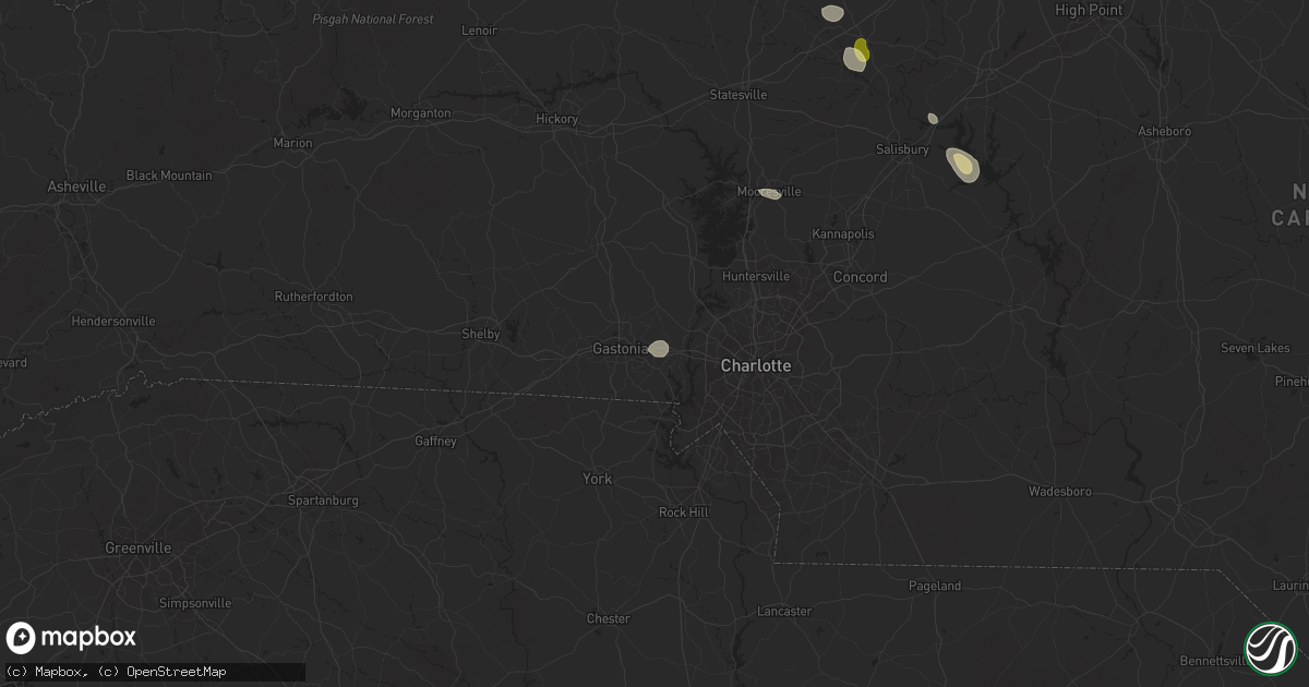 Hail map in Lowell, NC on August 1, 2025