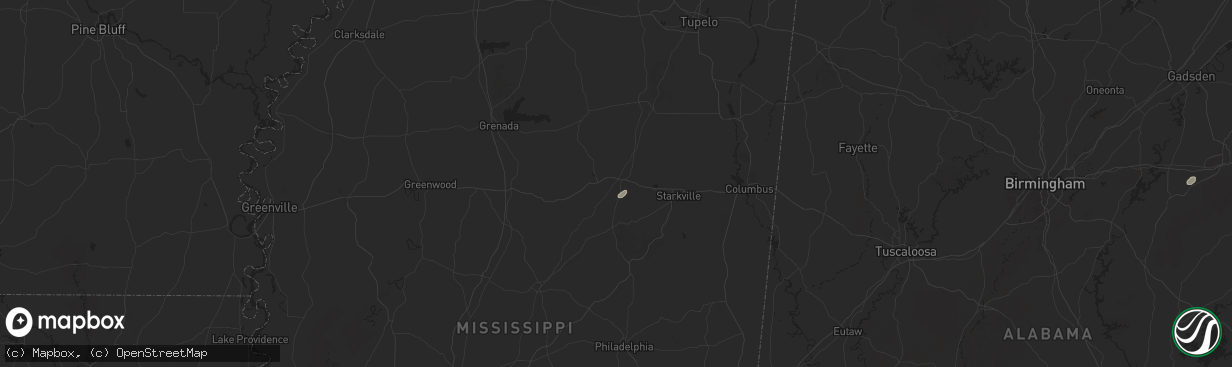 Hail map in Mathiston, MS on August 1, 2025