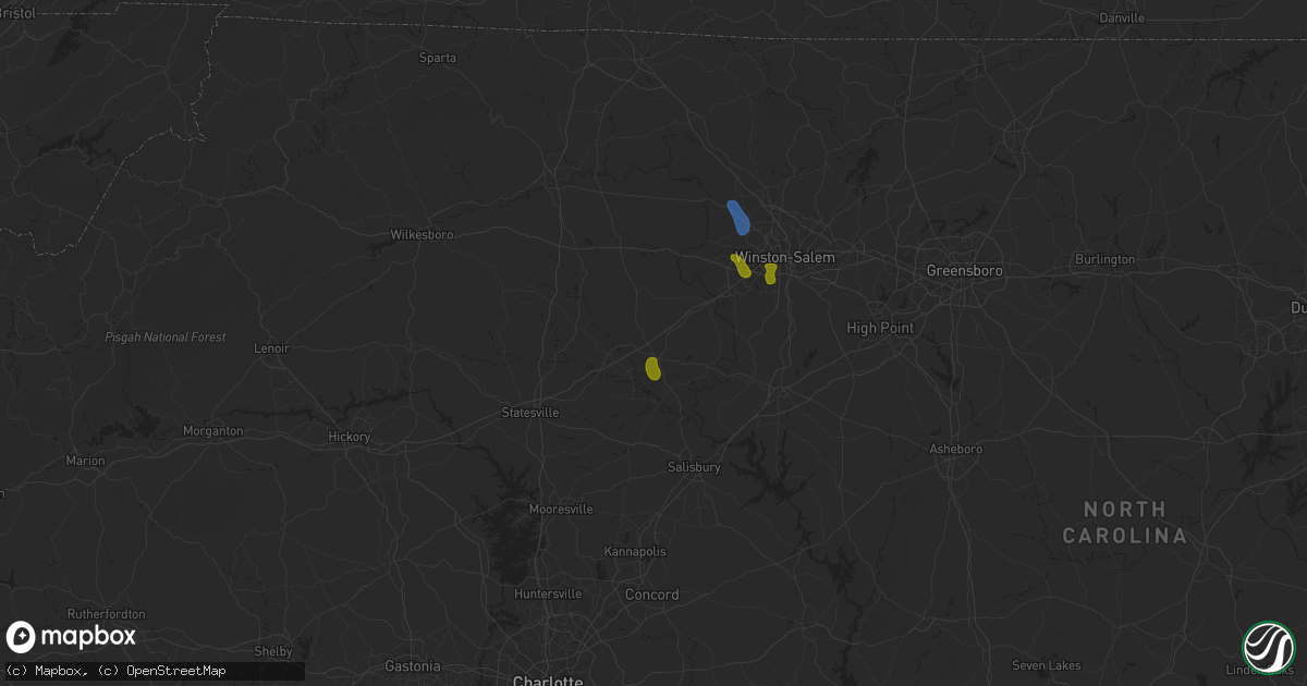 Hail map in Mocksville, NC on August 1, 2025