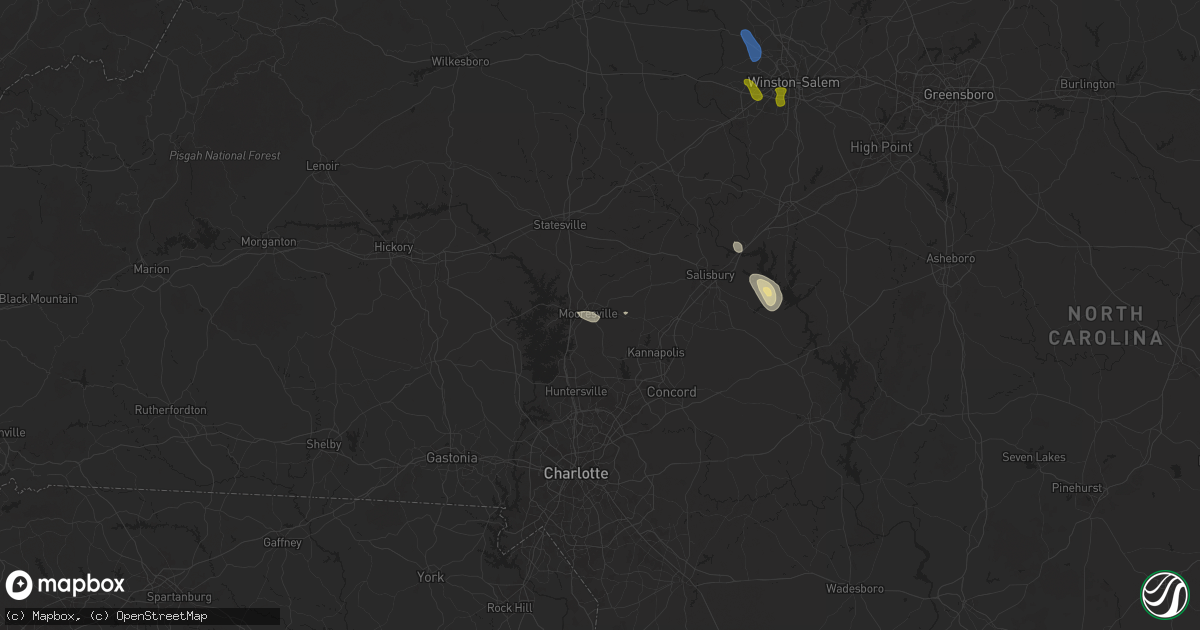Hail map in Mooresville, NC on August 1, 2025
