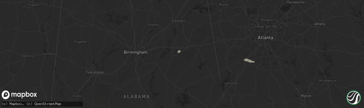 Hail map in Munford, AL on August 1, 2025