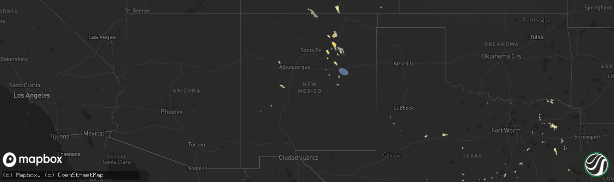 Hail map in New Mexico on August 1, 2025