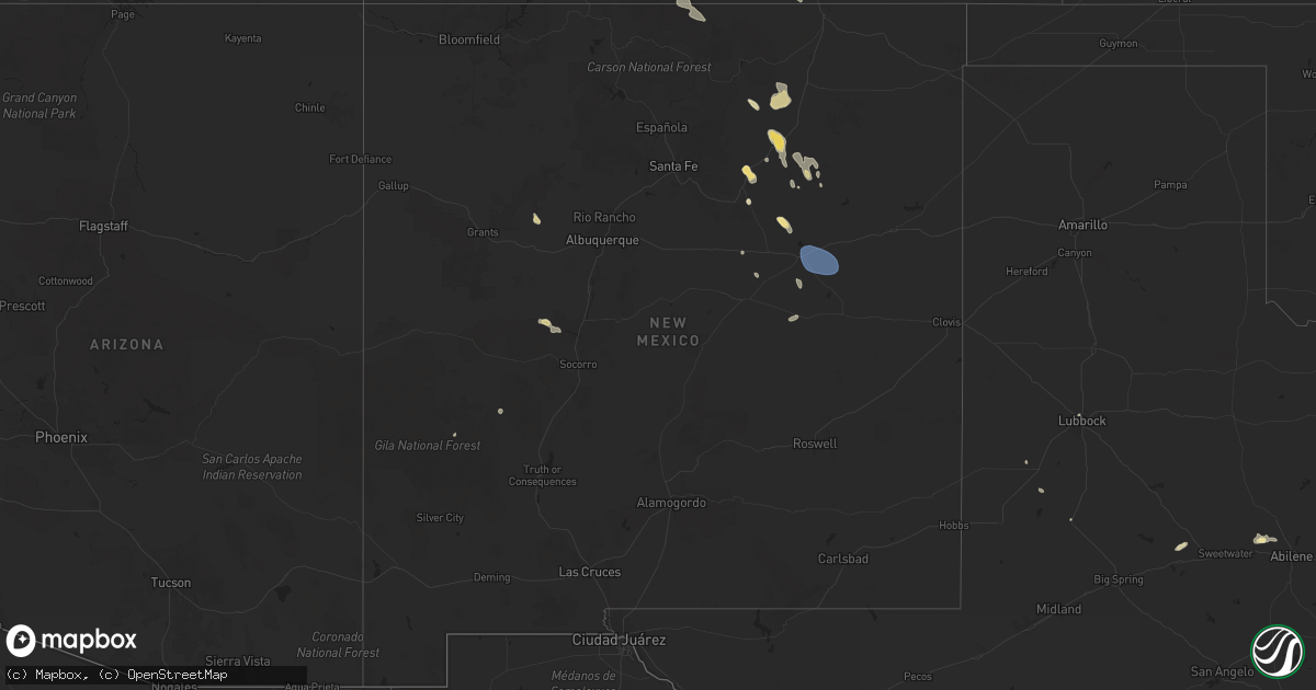 Hail map in New Mexico on August 1, 2025