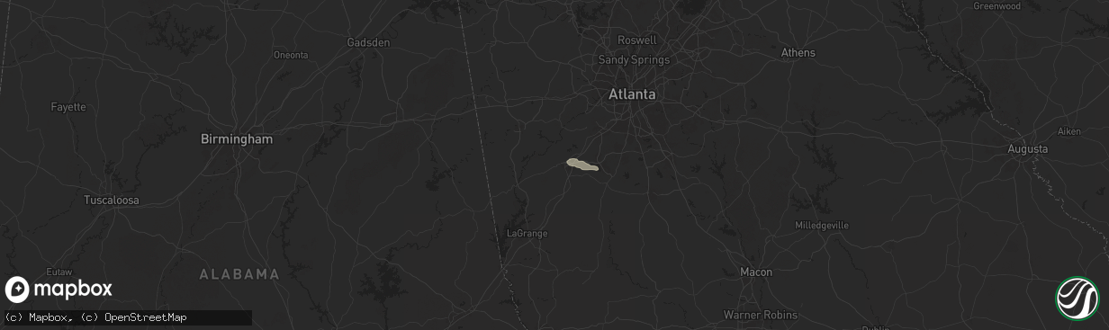 Hail map in Newnan, GA on August 1, 2025