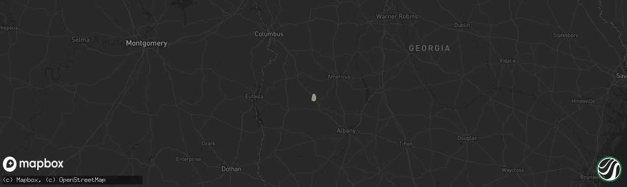 Hail map in Parrott, GA on August 1, 2025