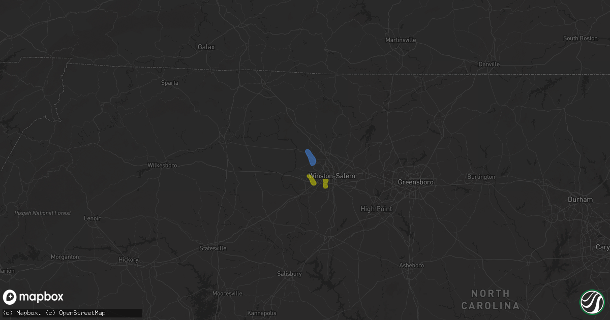 Hail map in Pfafftown, NC on August 1, 2025