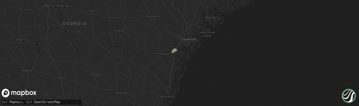 Hail map in Richmond Hill, GA on August 1, 2025