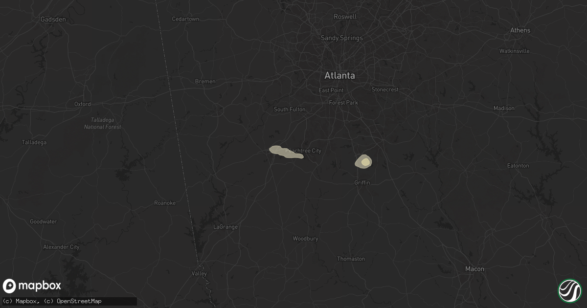Hail map in Sharpsburg, GA on August 1, 2025