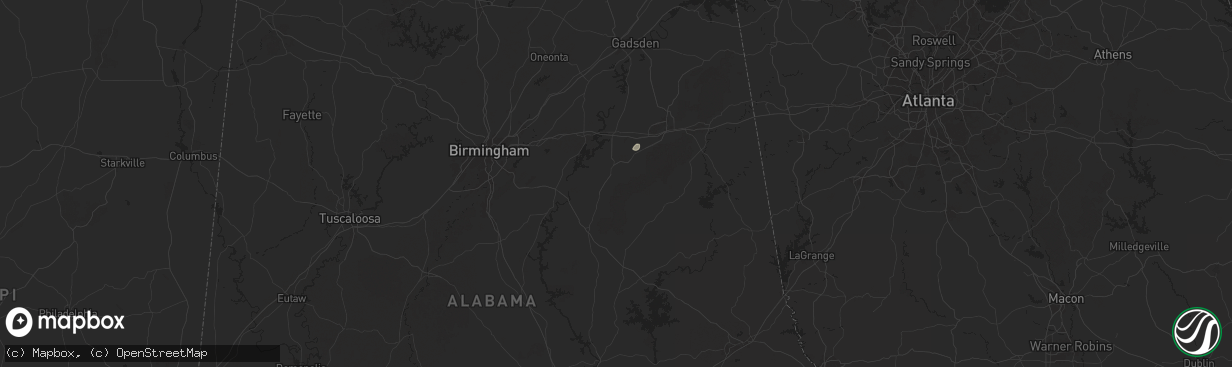 Hail map in Talladega, AL on August 1, 2025