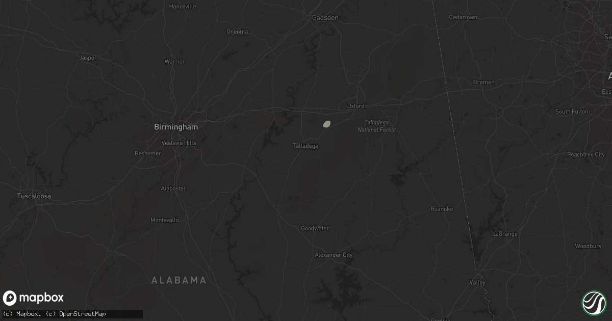 Hail map in Talladega, AL on August 1, 2025