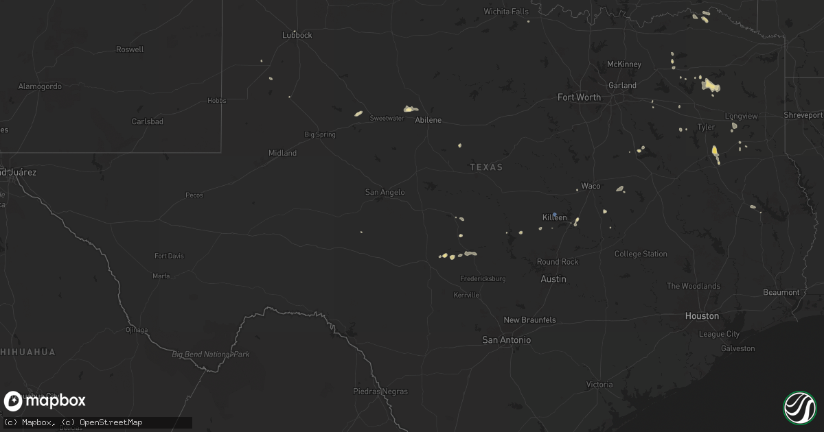 Hail map in Texas on August 1, 2025