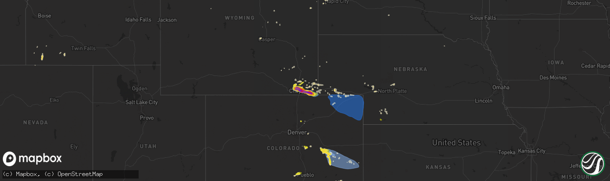 Hail map on August 1, 2025