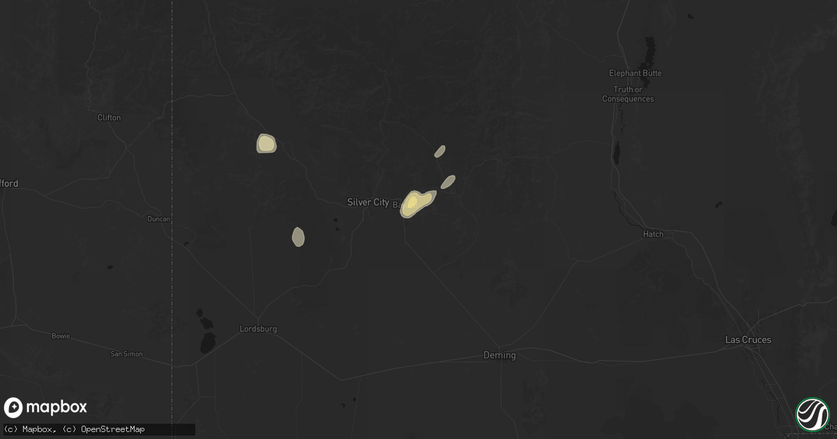 Hail map in Bayard, NM on August 1, 2026