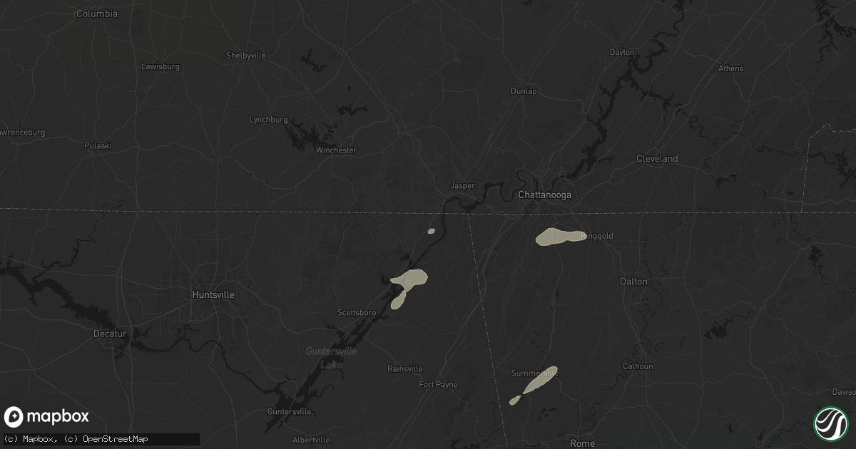 Hail map in Bridgeport, AL on August 1, 2026