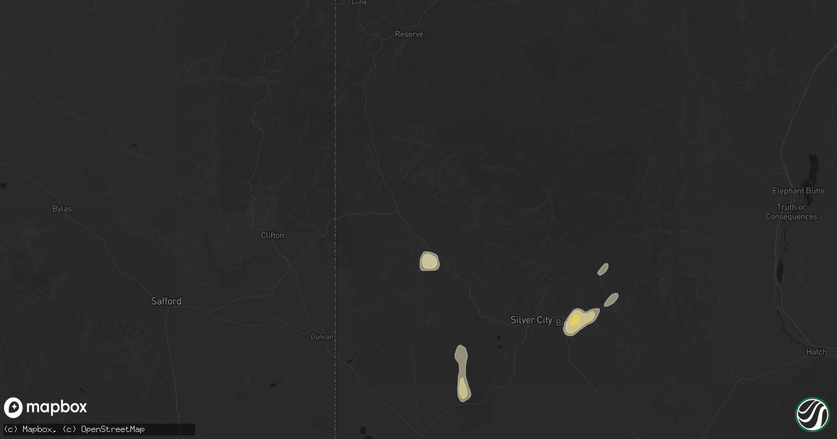 Hail map in Buckhorn, NM on August 1, 2026