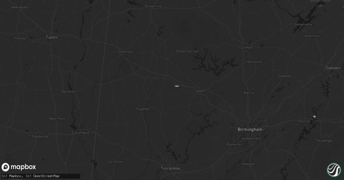 Hail map in Carbon Hill, AL on August 1, 2026
