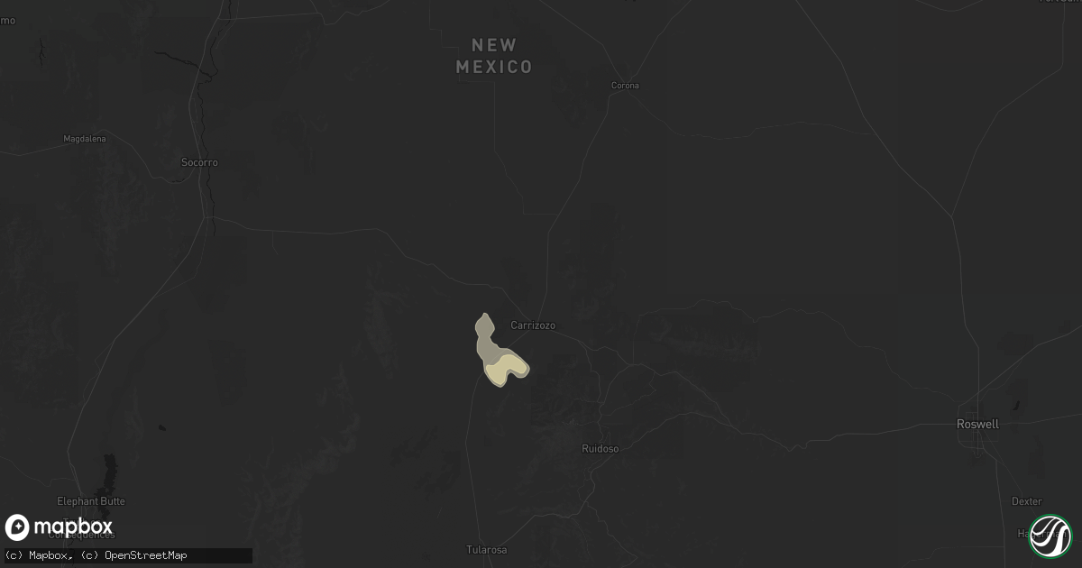 Hail map in Carrizozo, NM on August 1, 2026