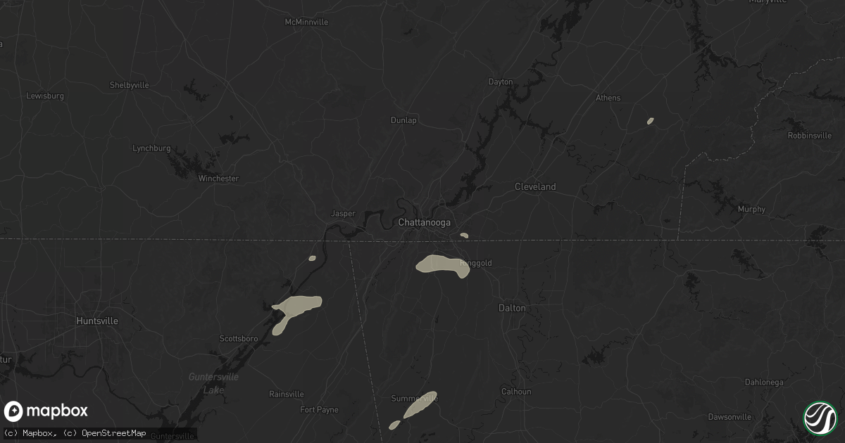 Hail map in Chattanooga, TN on August 1, 2026