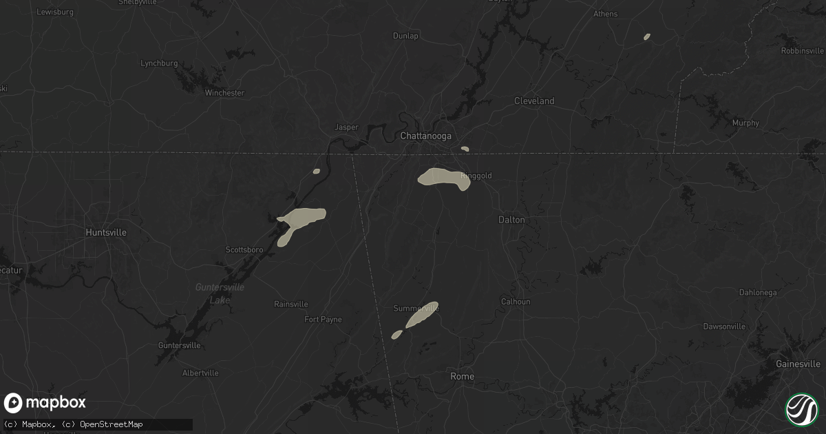 Hail map in Chickamauga, GA on August 1, 2026