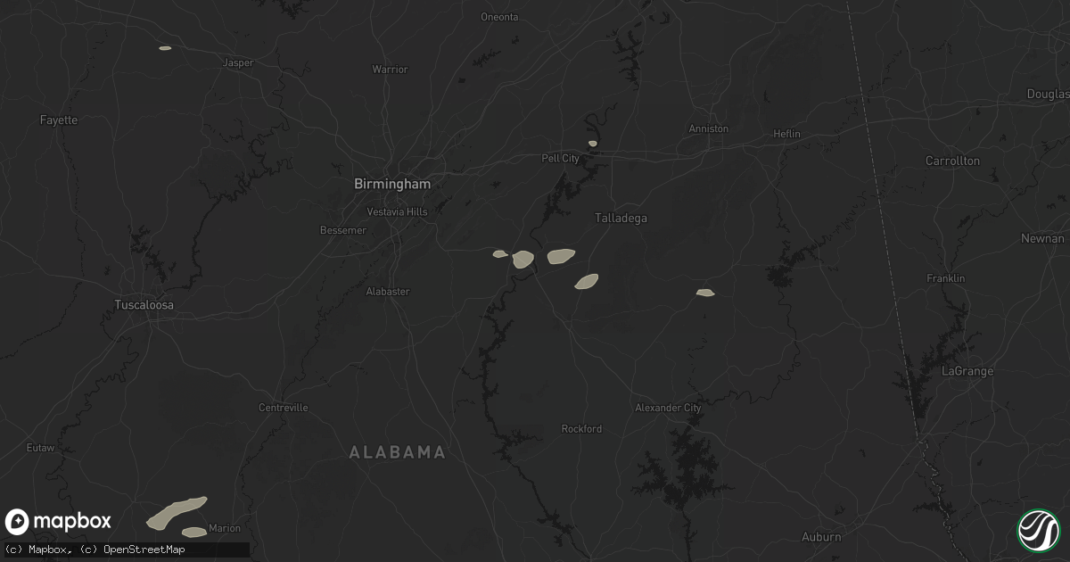 Hail map in Childersburg, AL on August 1, 2026