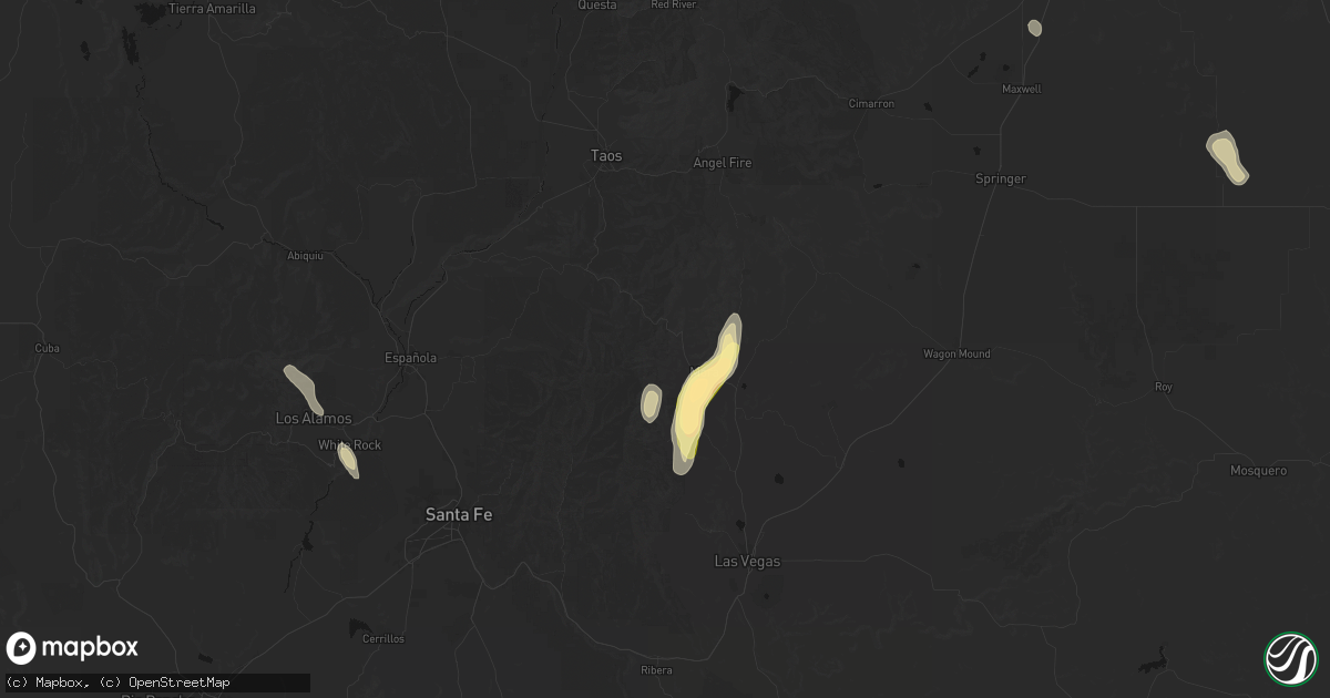 Hail map in Cleveland, NM on August 1, 2026