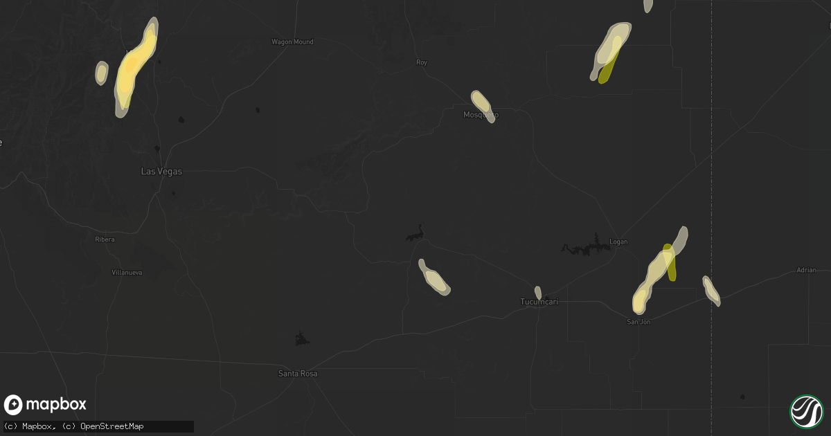 Hail map in Conchas Dam, NM on August 1, 2026