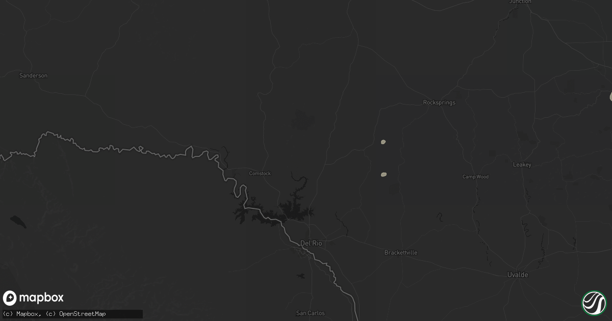 Hail map in Del Rio, TX on August 1, 2026