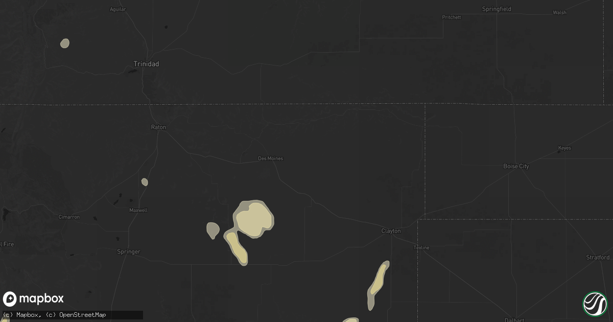 Hail map in Des Moines, NM on August 1, 2026