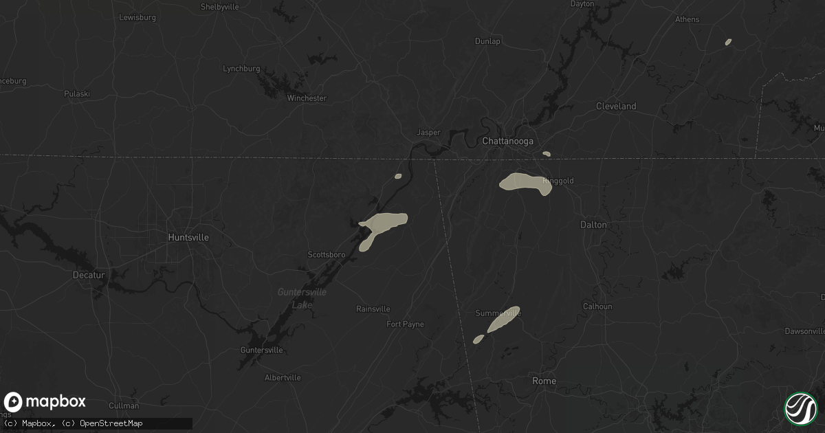 Hail map in Flat Rock, AL on August 1, 2026