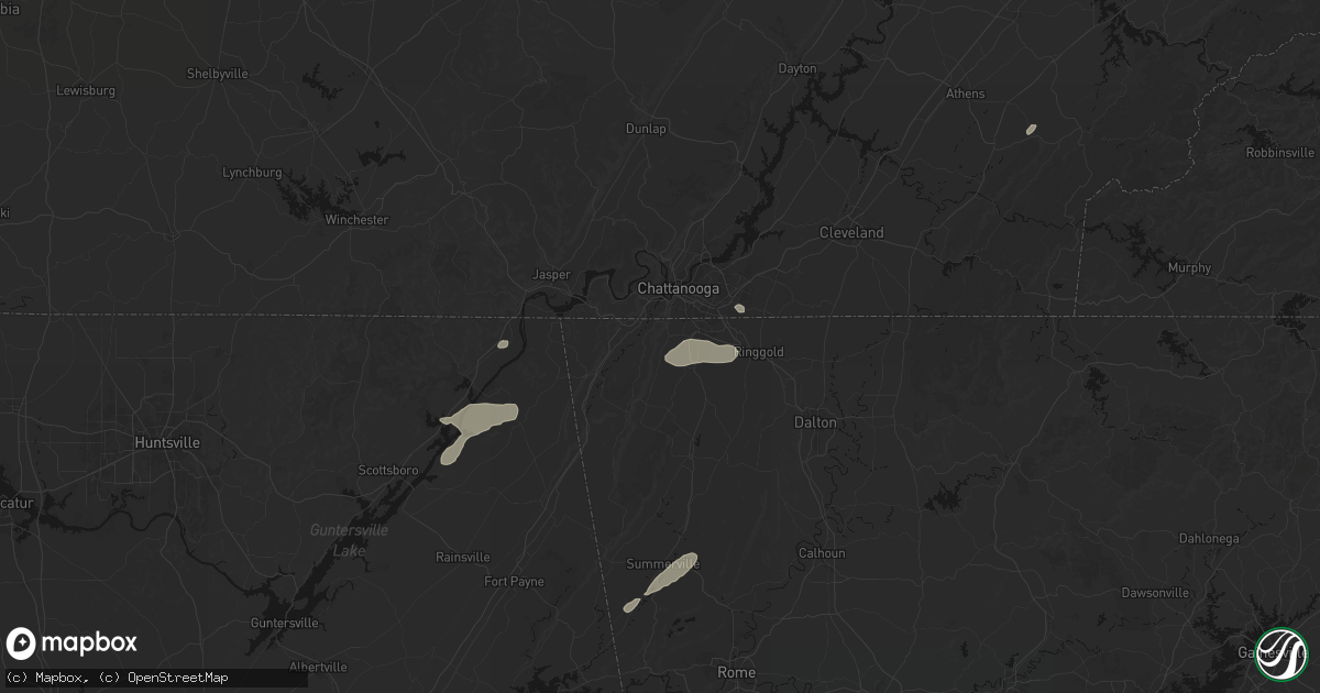Hail map in Flintstone, GA on August 1, 2026