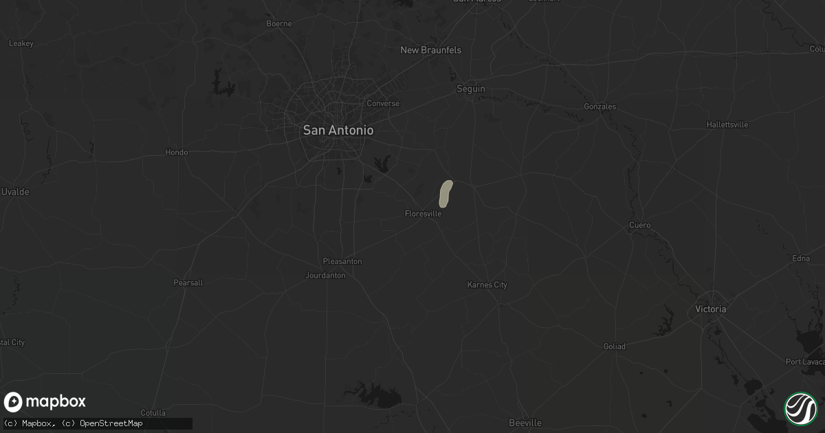 Hail map in Floresville, TX on August 1, 2026