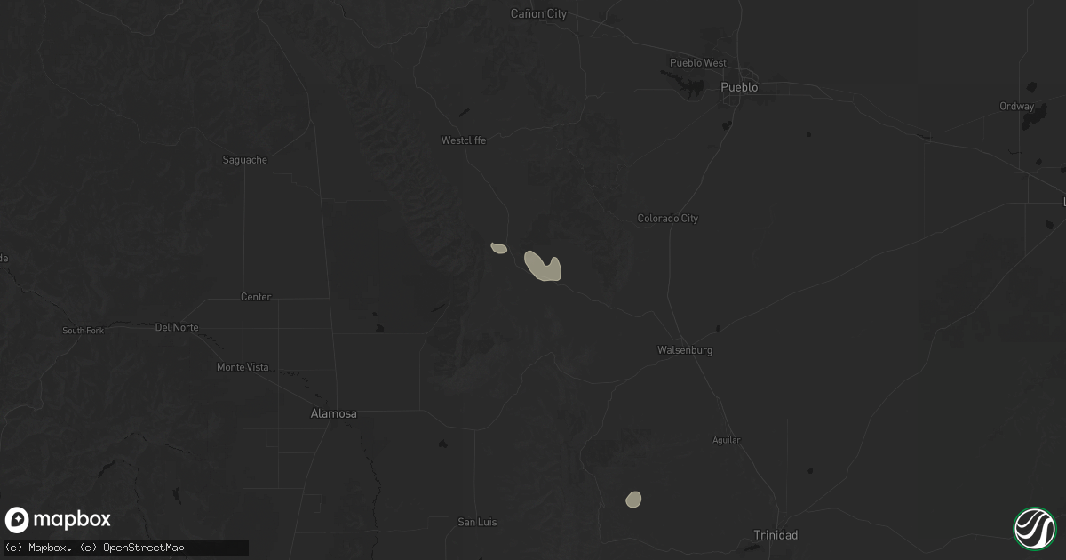 Hail map in Gardner, CO on August 1, 2026