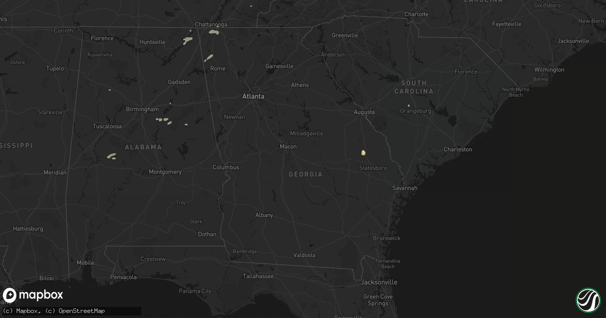 Hail map in Georgia on August 1, 2026