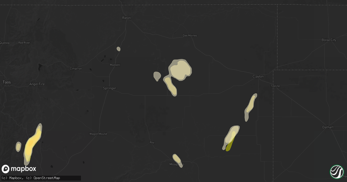 Hail map in Gladstone, NM on August 1, 2026
