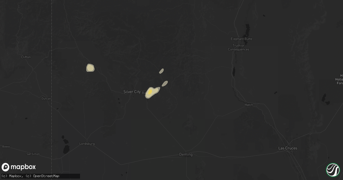 Hail map in Hanover, NM on August 1, 2026