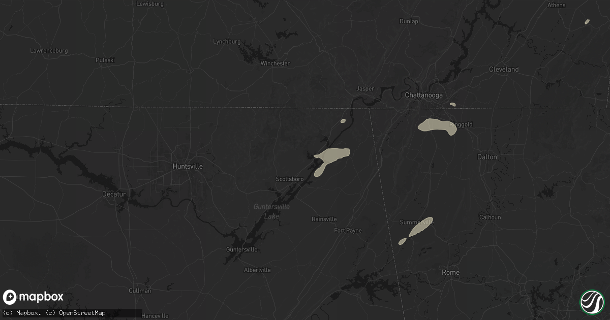 Hail map in Hollywood, AL on August 1, 2026