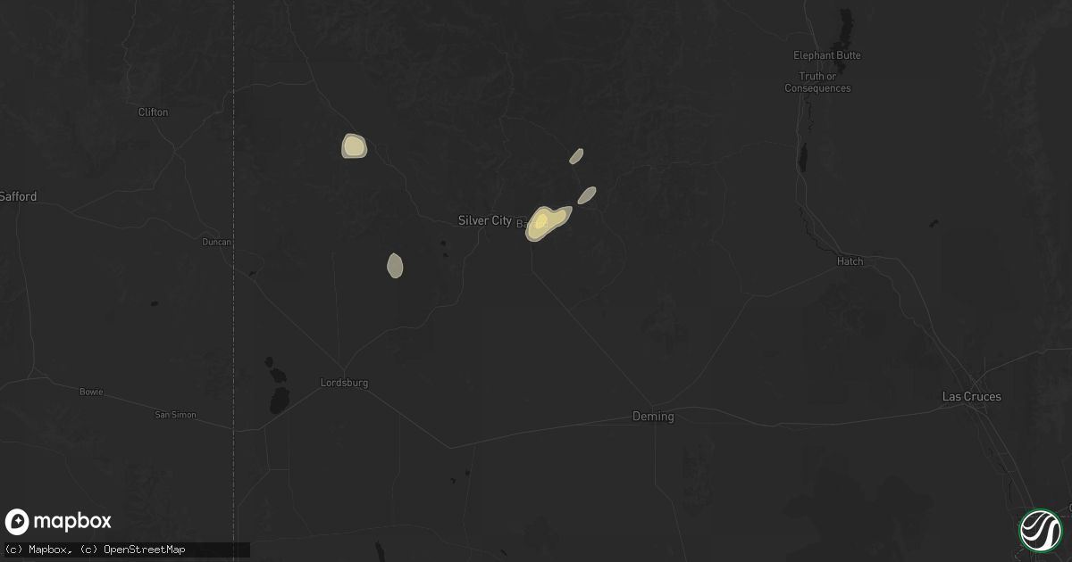 Hail map in Hurley, NM on August 1, 2026