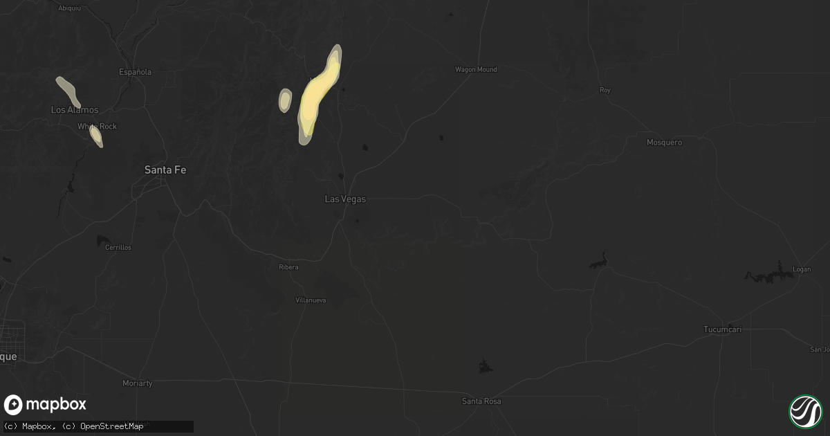 Hail map in Las Vegas, NM on August 1, 2026