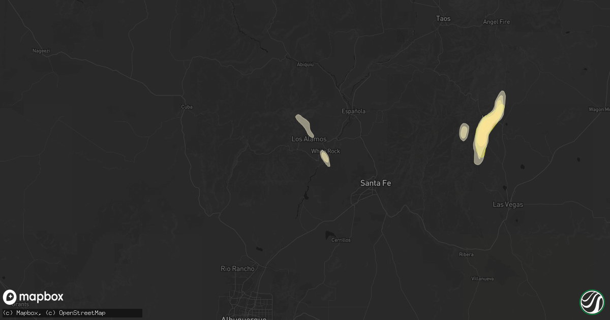 Hail map in Los Alamos, NM on August 1, 2026