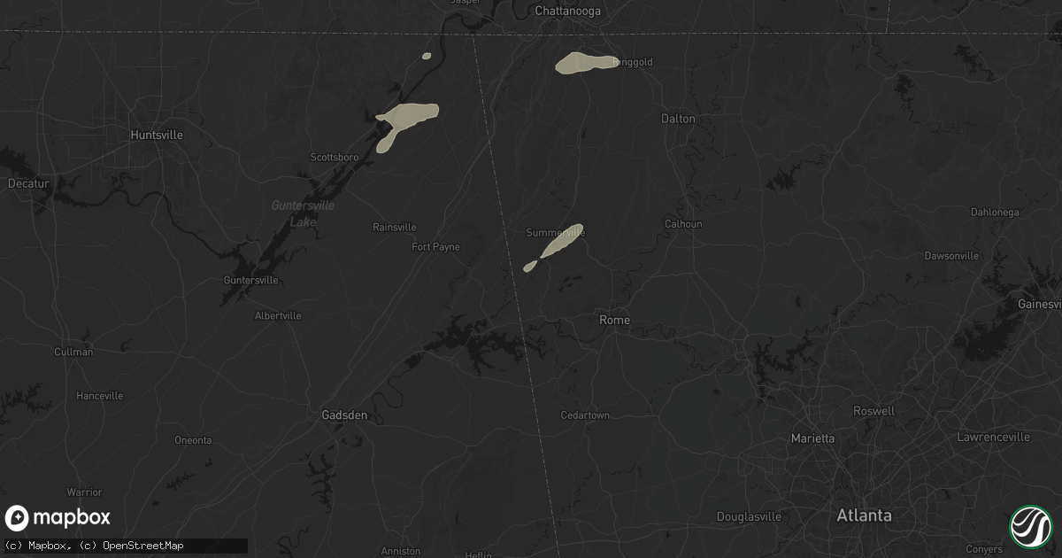 Hail map in Lyerly, GA on August 1, 2026