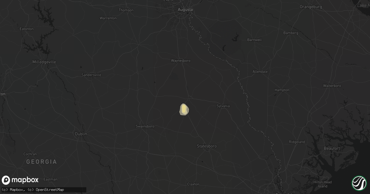 Hail map in Millen, GA on August 1, 2026