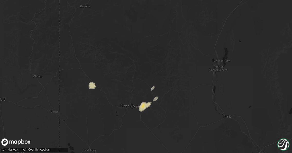 Hail map in Mimbres, NM on August 1, 2026