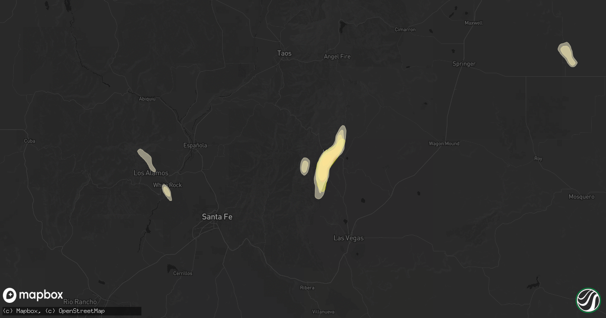 Hail map in Mora, NM on August 1, 2026