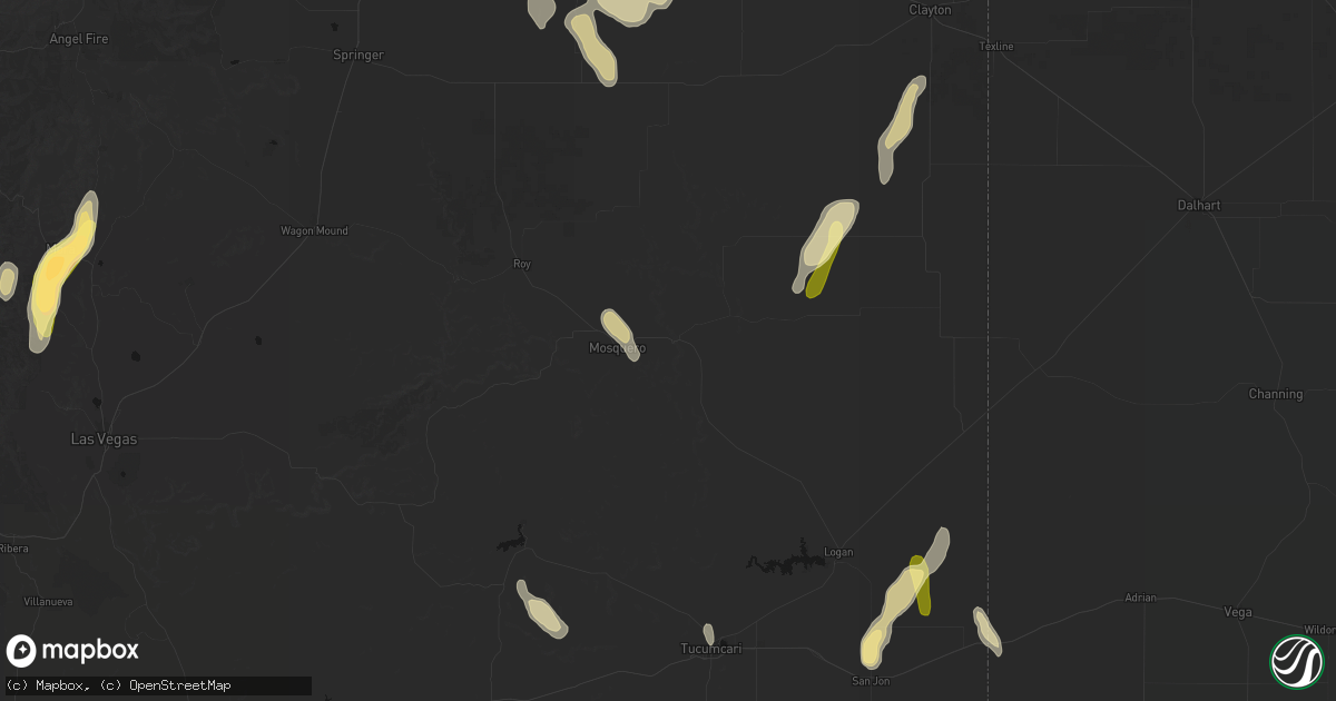Hail map in Mosquero, NM on August 1, 2026
