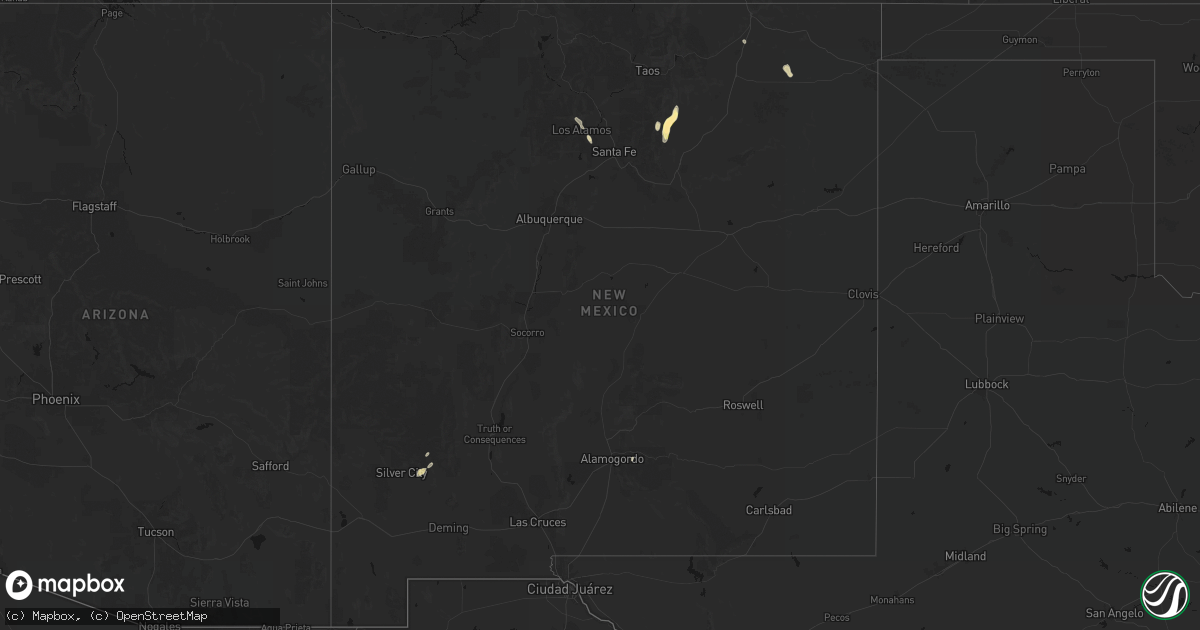 Hail map in New Mexico on August 1, 2026