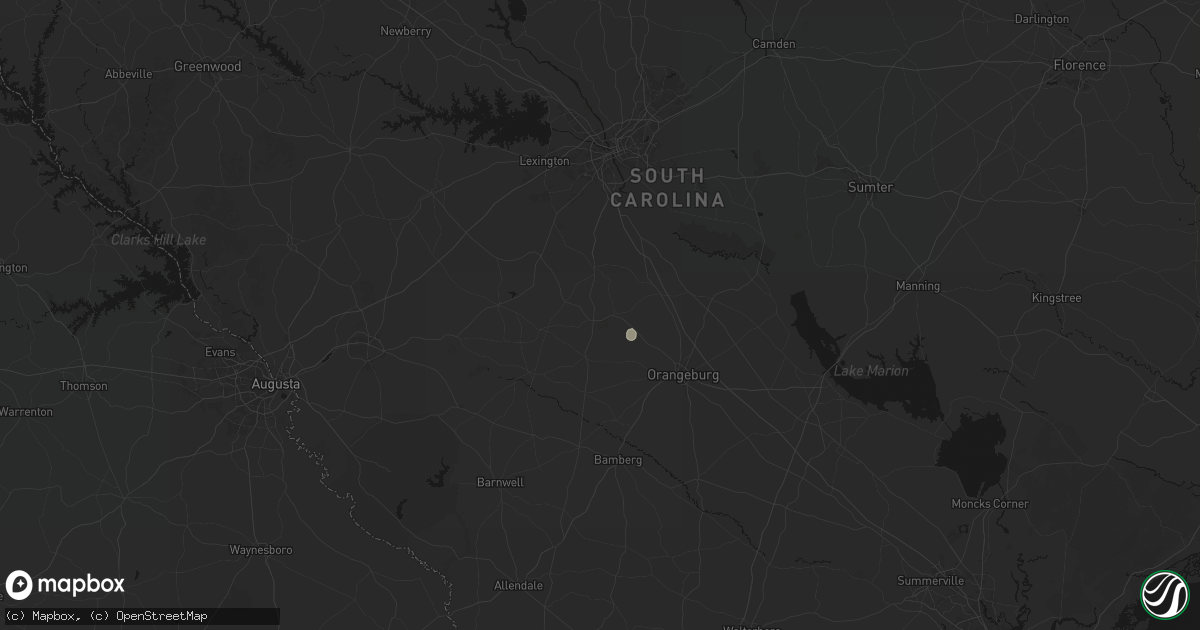 Hail map in North, SC on August 1, 2026
