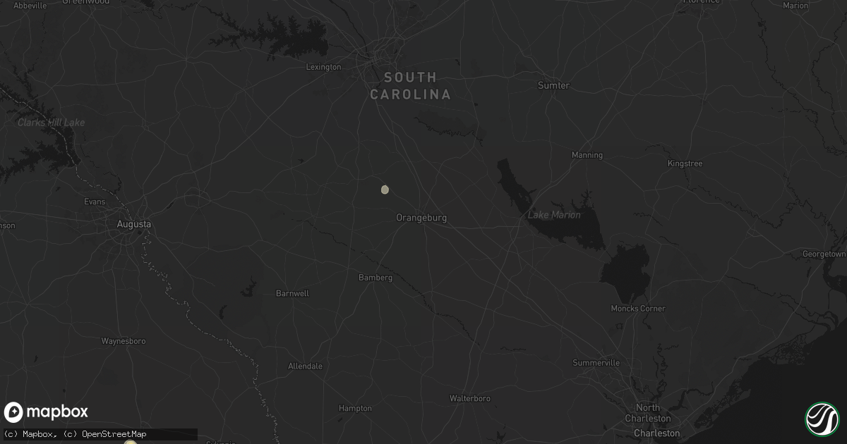 Hail map in Orangeburg, SC on August 1, 2026