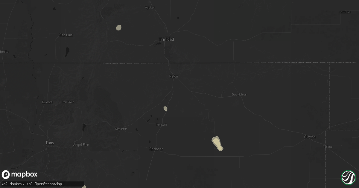 Hail map in Raton, NM on August 1, 2026