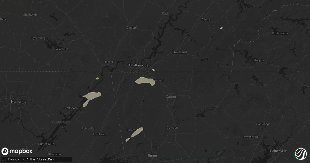 Hail map in Ringgold, GA on August 1, 2026