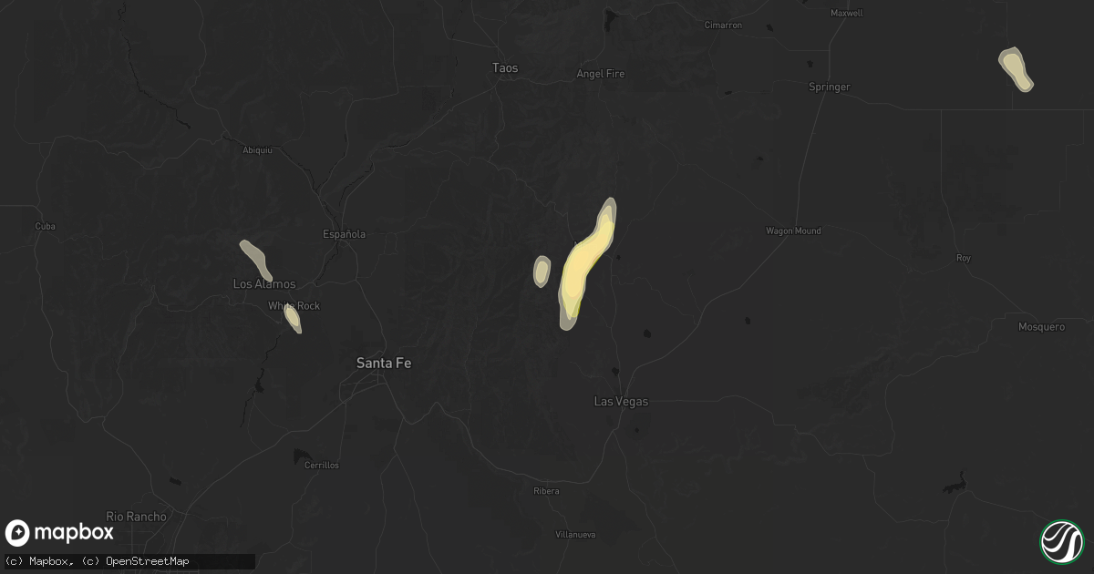 Hail map in Rociada, NM on August 1, 2026